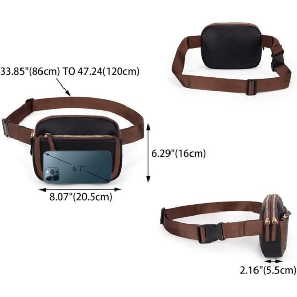 Crossbody Bag Trendy Fashion Black Brown - Picture 6 of 6